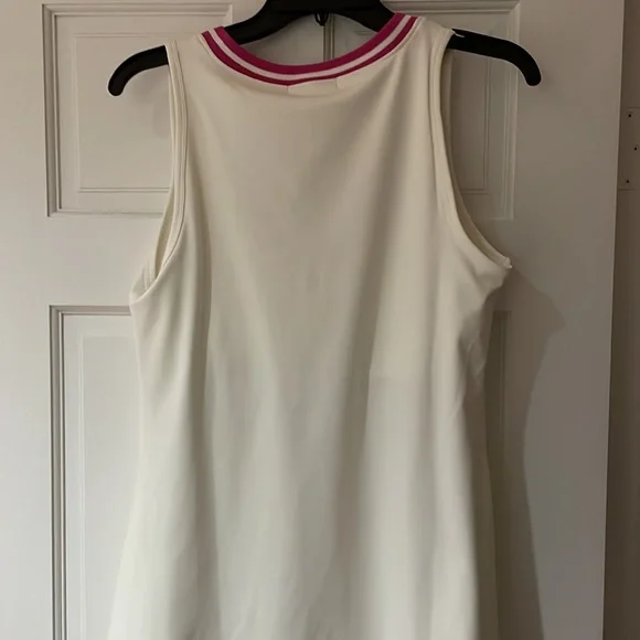 NWT sincerely jules white & pink trim v-neck active tennis golf dress size large - Picture 5 of 6